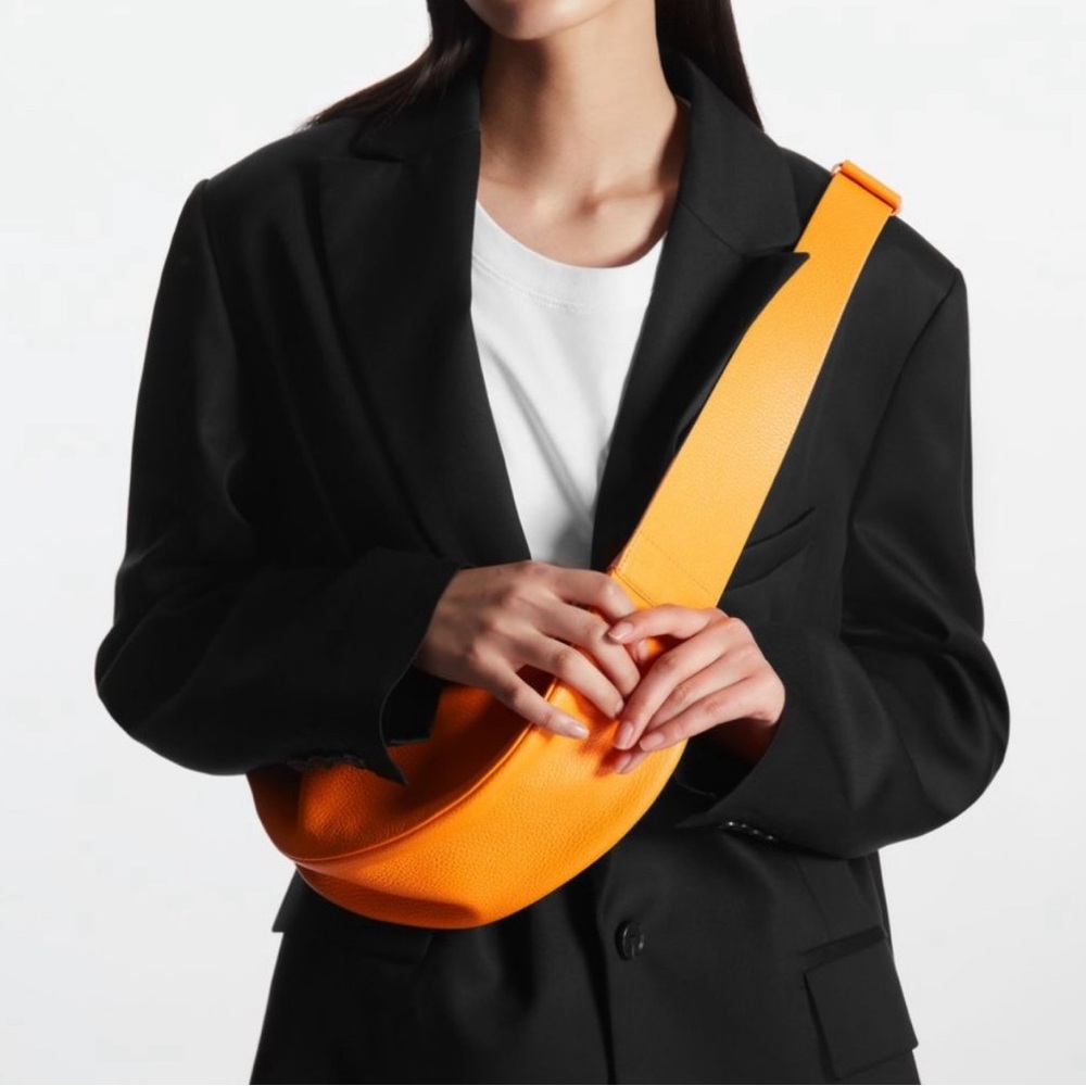 NWOT COS Swing Leather Crossbody Bag, Bright Orange